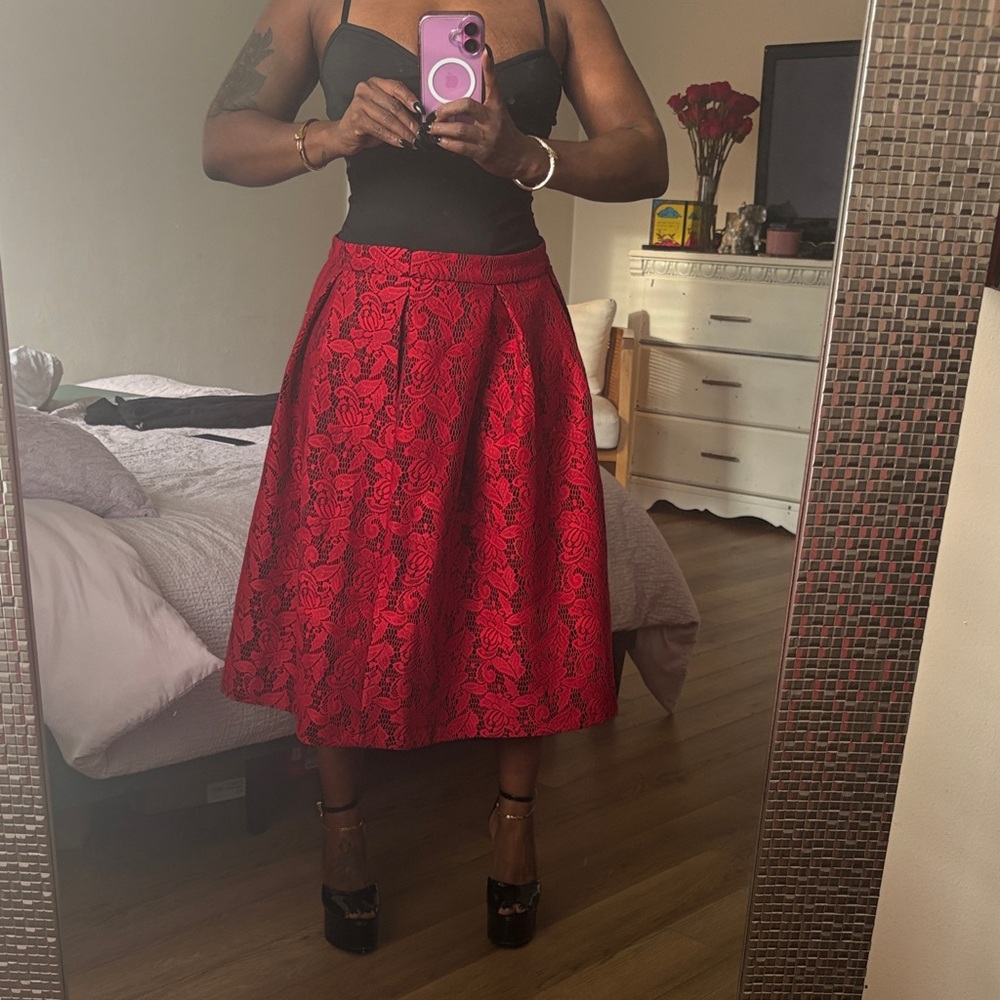 New York & Company Red A-Line Skirt